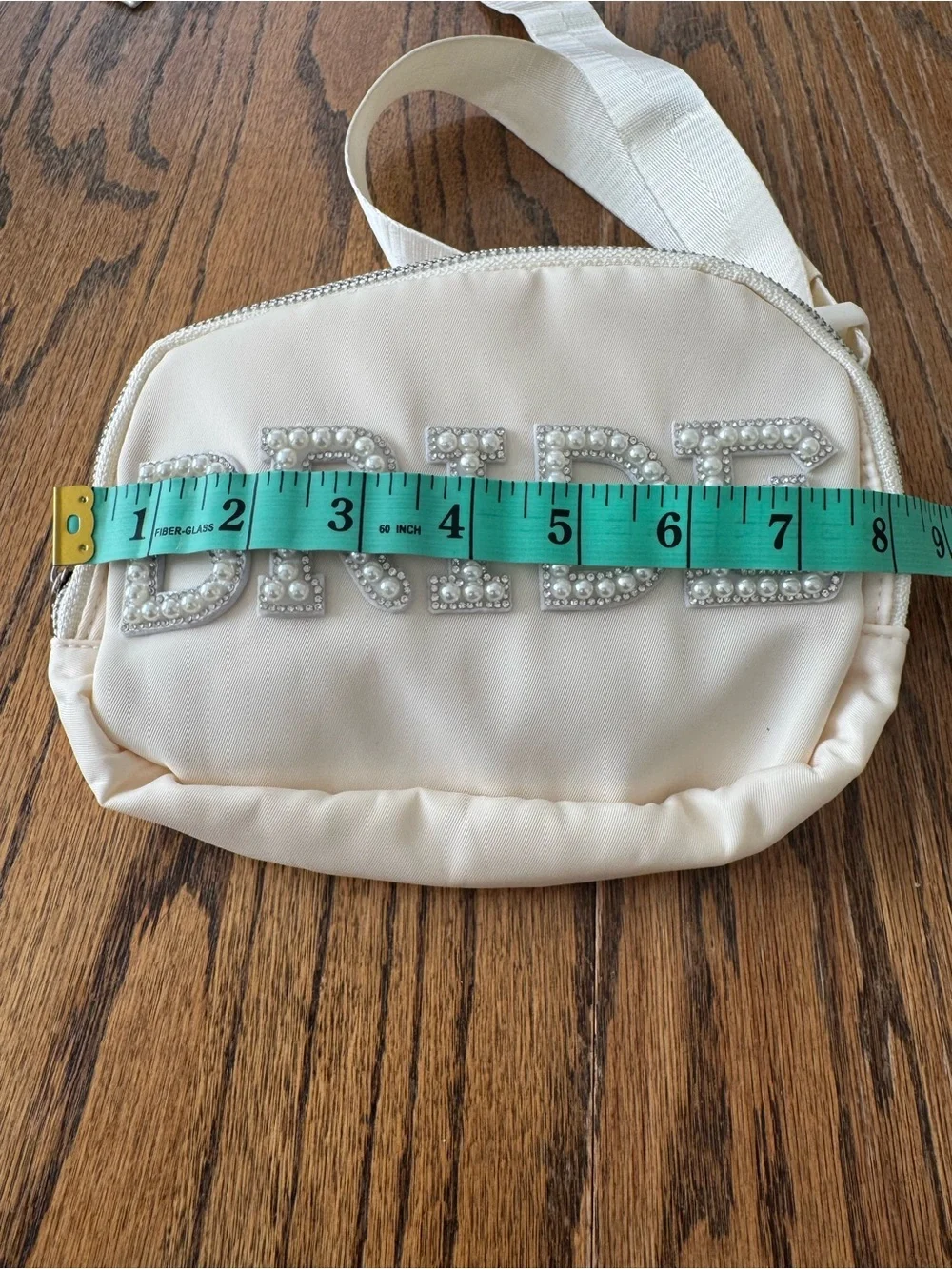 White BRIDE Pearl Rhinestone Crossbody Belt Bag Fanny Pack Bridal Bachelorette